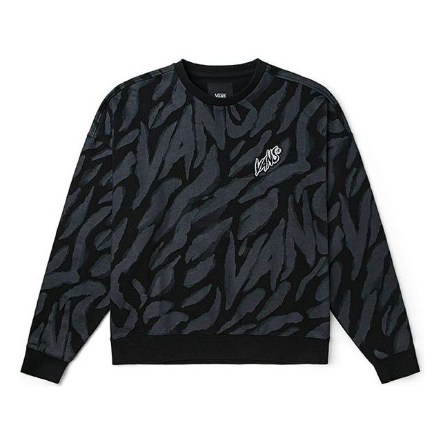 Vans Tiger Stripes Pattern Round Neck Pullover Black White VN0002BPYM7