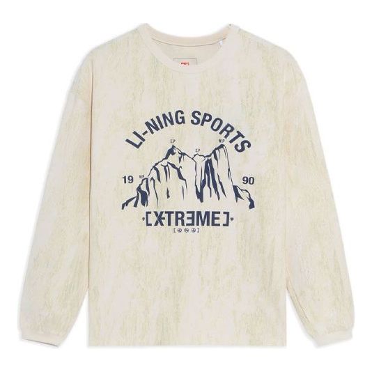 Li-Ning Alphabet Printing Loose Sports Round Neck 'Creamy White' AHSS147-1