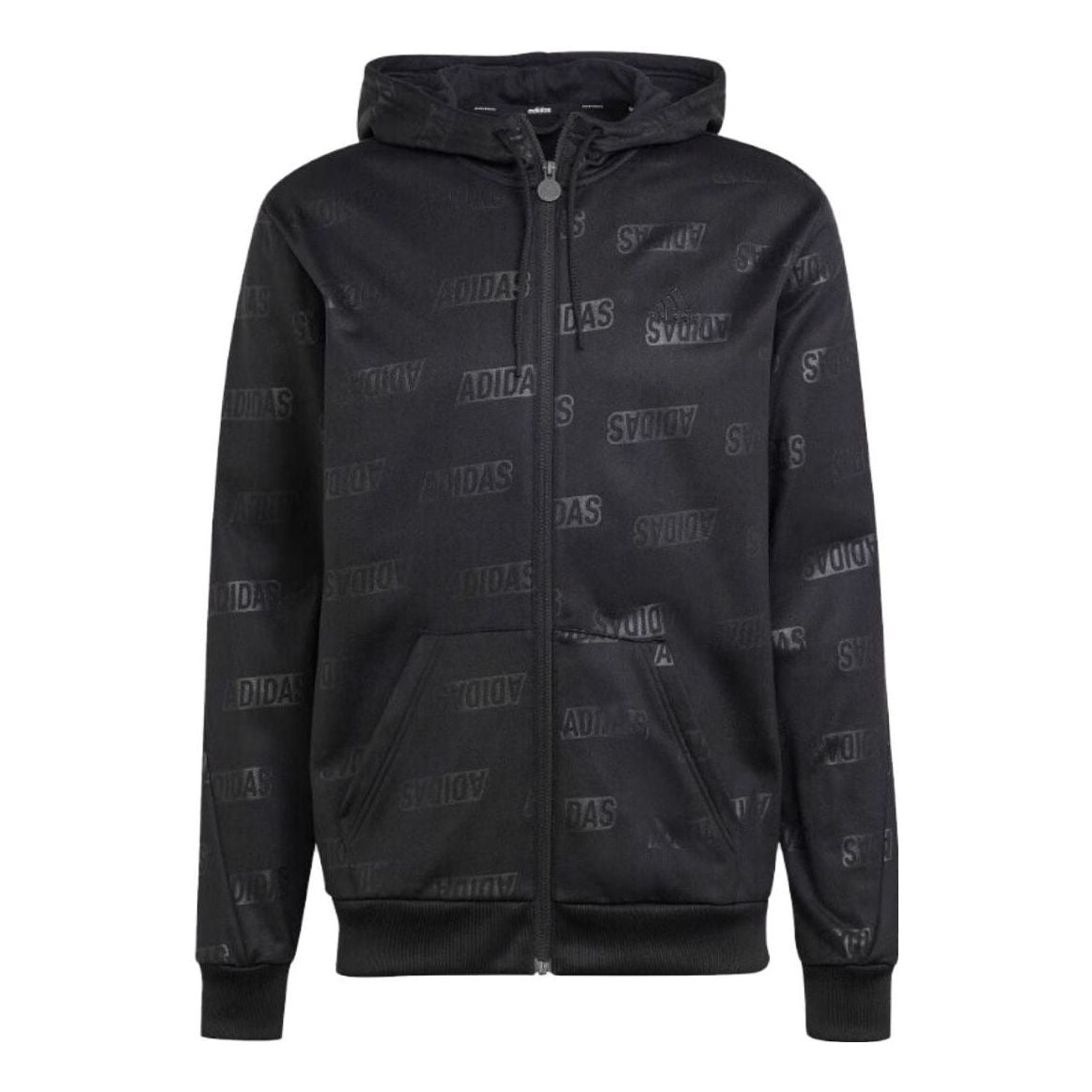 adidas Original Embossed Polar Fleece Full-Zip Hoodie 'Black' IJ6427