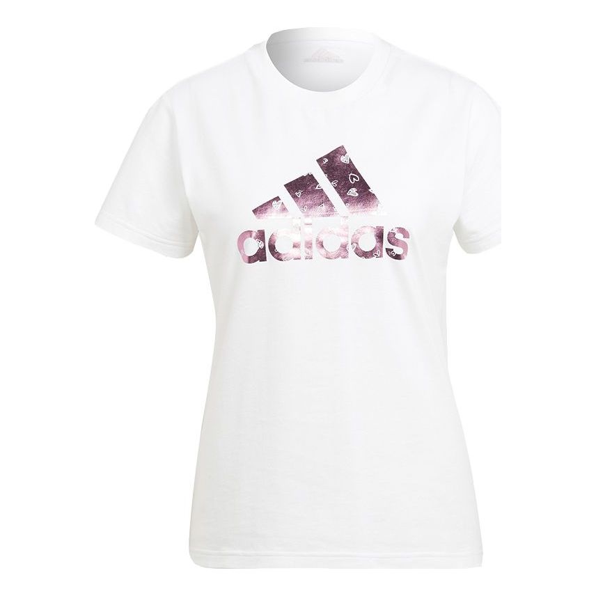 (WMNS) adidas Gfx Tee Ss2 Love Funny Printing Logo Short Sleeve White HB7128