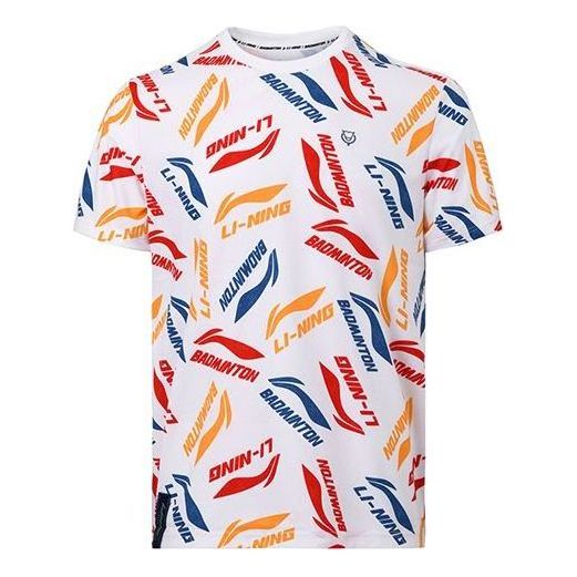 Li-Ning Badminton Series Full Print Logo Tee 'White Multi' AHSR867-1