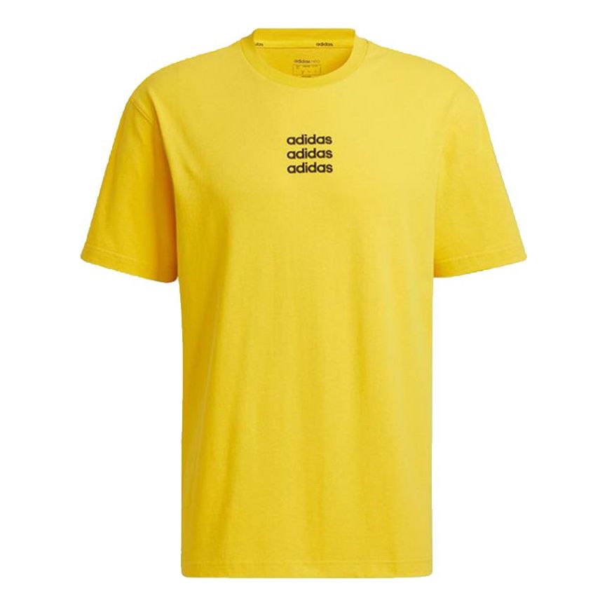 adidas neo Casual Breathable Sports Short Sleeve Yellow HC9951