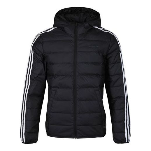 adidas neo Windproof Stay Warm Casual hooded Zipper Down Jacket Black GJ8784