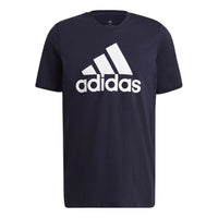 adidas M Bl Sj T Logo Printing Sports Round Neck Short Sleeve Blue GK9122