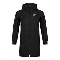 (GS) Nike Logo Printing Fleece Hooded Mid-Length Sports Girls Black Jacket BV3058-010