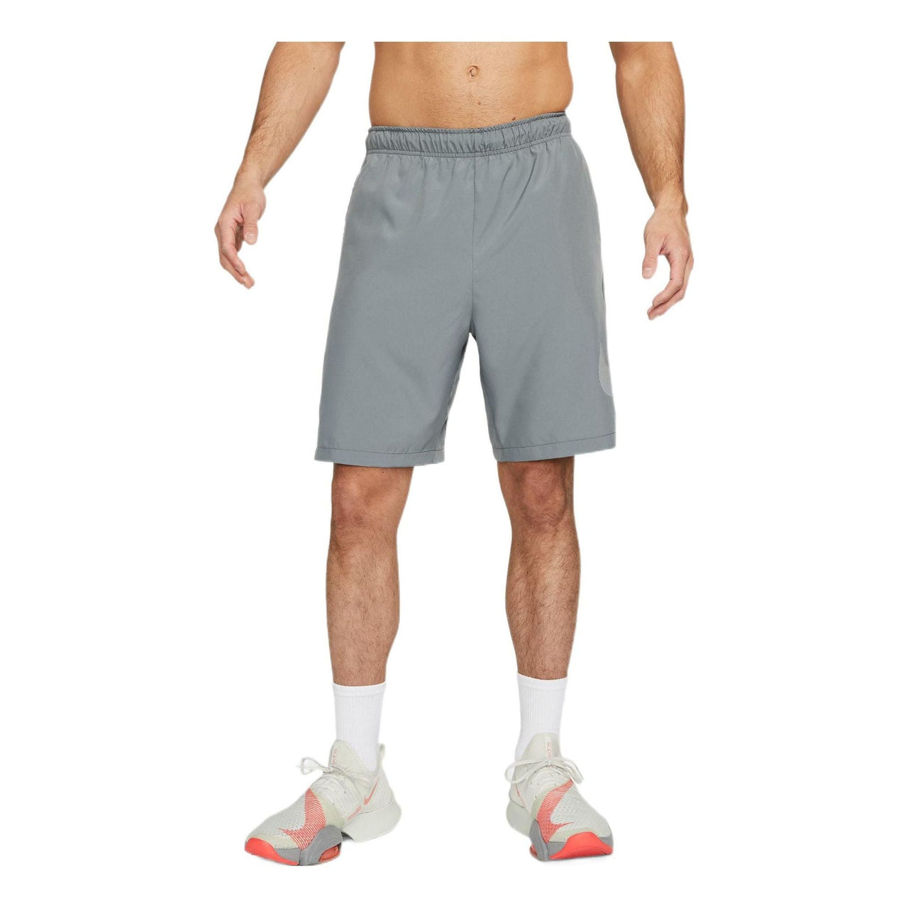 Men's Nike Solid Color Logo Printing Elastic Waistband Straight Shorts Smoke Gray DQ4800-084