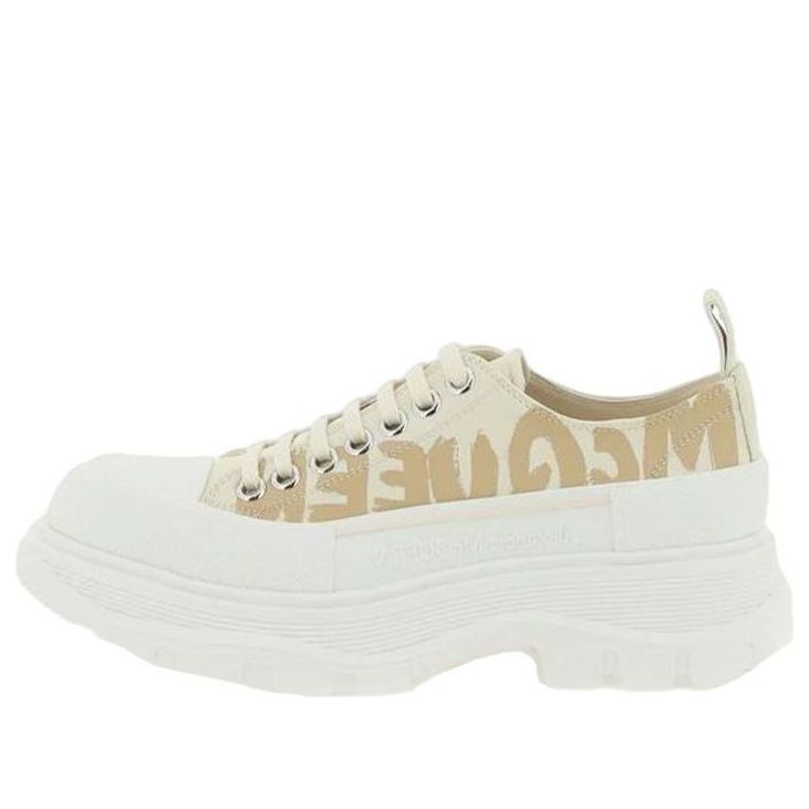(WMNS) Alexander McQueen Tread Slick Low Lace Up Graffiti Shoes 'Yellow White' 708753W4RQ22257