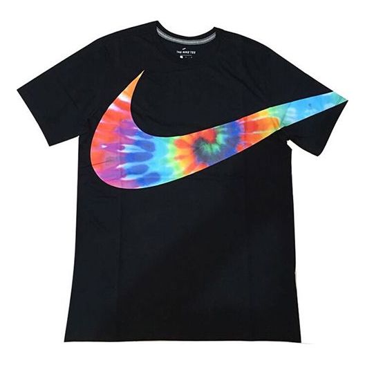Nike Sportswear Big Swoosh Tee Black Background Hook Short Sleeve Male CI9348-010
