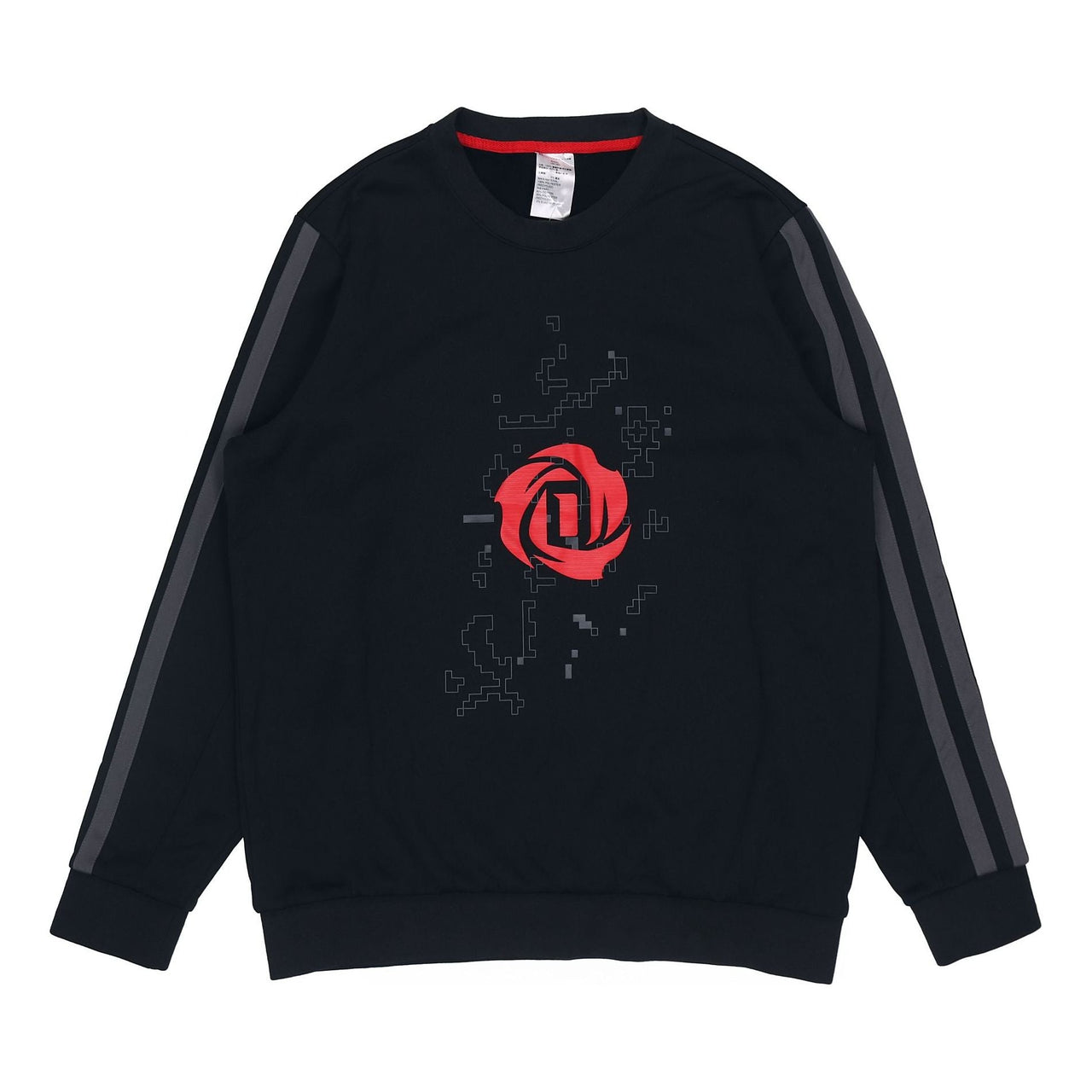 adidas Rose Crew Printing Fleece Lined Stay Warm Sports Round Neck Pullover Black GP4574
