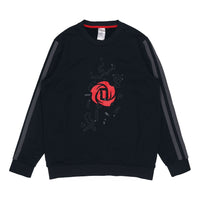 adidas Rose Crew Printing Fleece Lined Stay Warm Sports Round Neck Pullover Black GP4574