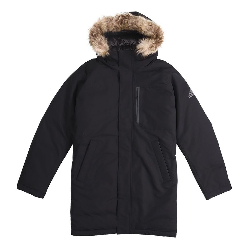 adidas Utility Down PK Outdoor mid-length hooded down Jacket Black EH3975