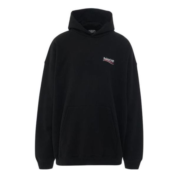 Balenciaga Embroidered Political Campaign Oversized Hoodie 'Black' 620973TKVI91070