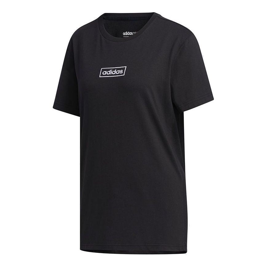 (WMNS) adidas neo C+ Tee Logo Embroidered Loose Breathable Sports Short Sleeve Black FP7418