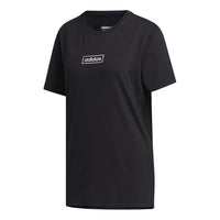 (WMNS) adidas neo C+ Tee Logo Embroidered Loose Breathable Sports Short Sleeve Black FP7418