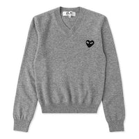 (WMNS) COMME des GARCONS PLAY V-Neck Pullover Black Heart 'Grey' AZ-N017-051-2