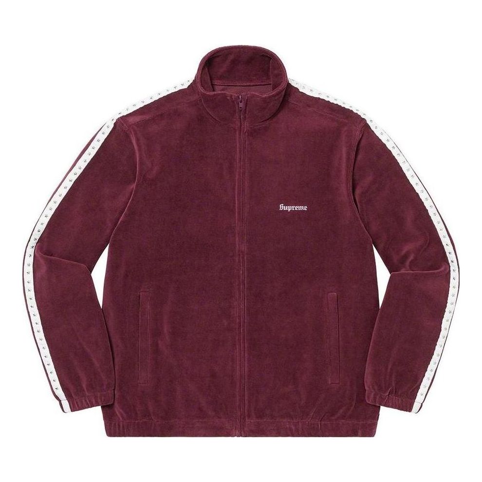 Supreme Studded Velour Track Jacket 'Burgundy White' SUP-FW22-267