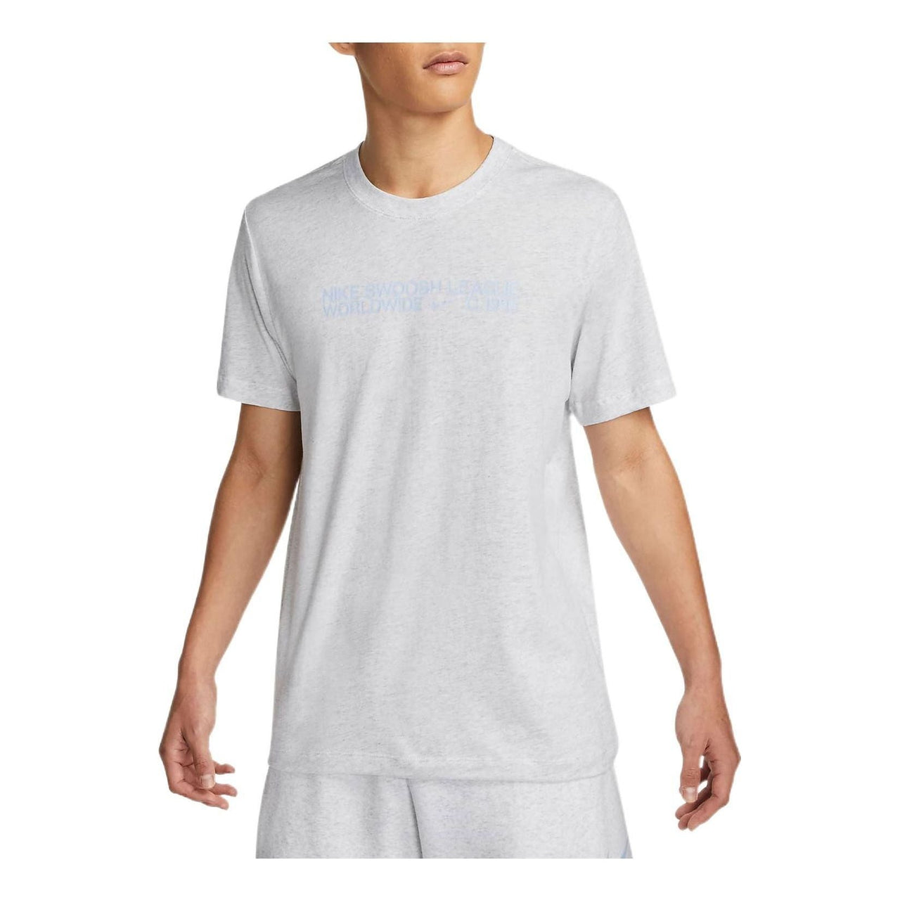 Men's Nike Solid Color Logo Alphabet Pattern Printing Round Neck Casual Short Sleeve Light Grey T-Shirt DM6410-051