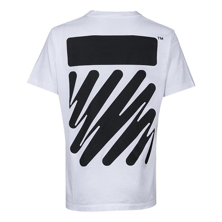 Men's Off-White SS22 Solid Color Cotton Zebra Printing Short Sleeve White T-Shirt OMAA027S22JER0100110
