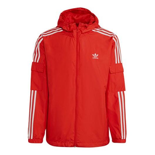 Men's adidas Stripe Casual Sports Long Sleeves Jacket Bright Pink Red Fluorescence H06685
