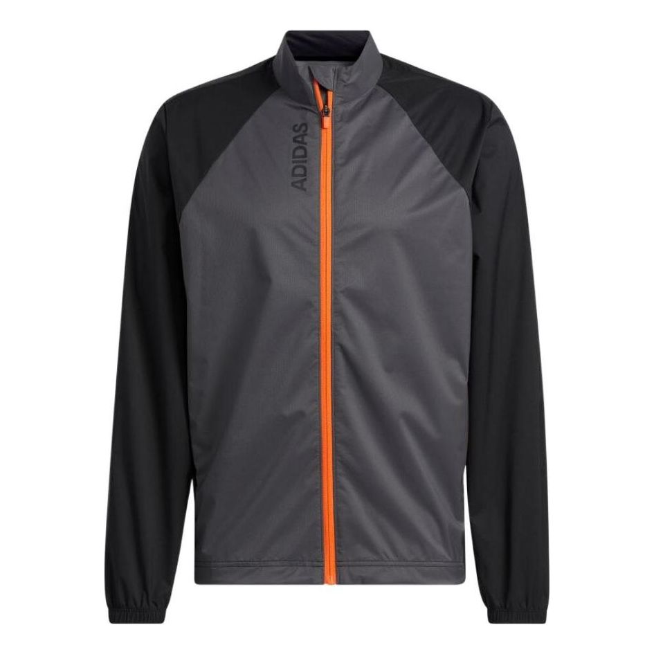 adidas Colorblock Golf Sports Water Repellent Long Sleeves Jacket Gray Black HF9187