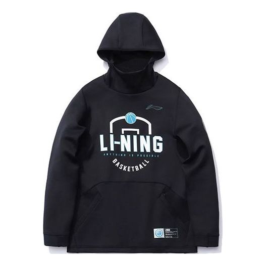 Li-Ning Sports Basketball Series Alphabet Printing Pullover Hoodie 'Black' AWDR089-1
