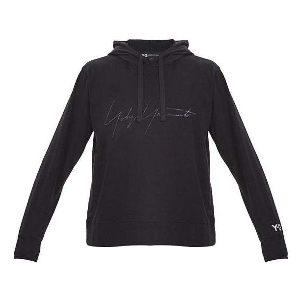 Men's Y-3 Drawstring Hooded Long Sleeves Casual Black FP8691