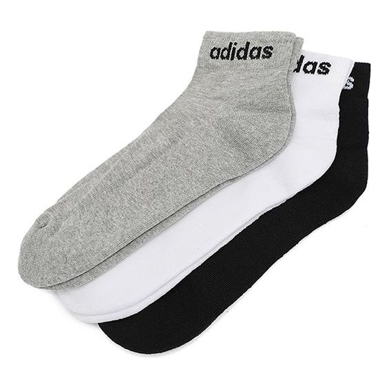 adidas neo Hc Ankle 3pp Logo Athleisure Casual Sports Socks 3 Pairs Black / White / Gray GE6132