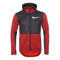 Nike Dri-FIT Basketball Sports Splicing Fleece Lined Knit Hooded Jacket Red 857045-657