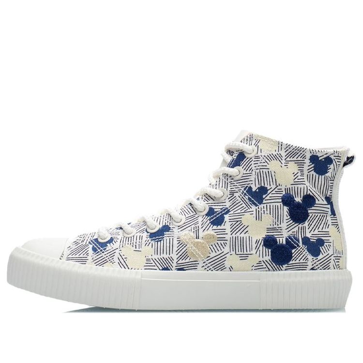 (WMNS) Li-Ning x Disney Canvas Hi Shoes 'White Blue Yellow' AGCR284-3