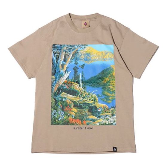Nike ACG Crater Lake Sports Printing Pattern Round Neck Short Sleeve Khaki DA4878-247