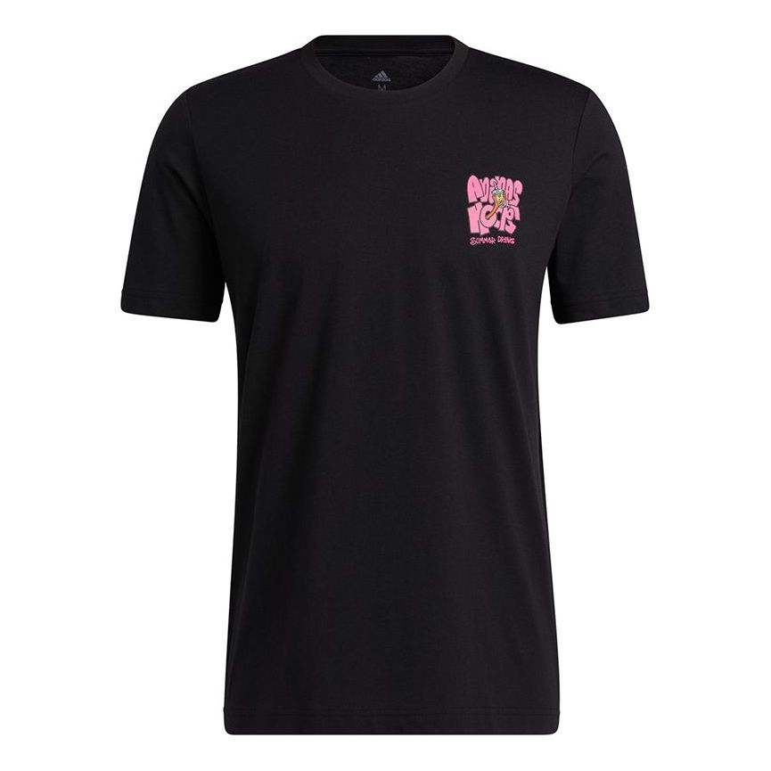 adidas Lil Stripe Boba Funny Printing Logo Basketball Sports Short Sleeve Black HB5486