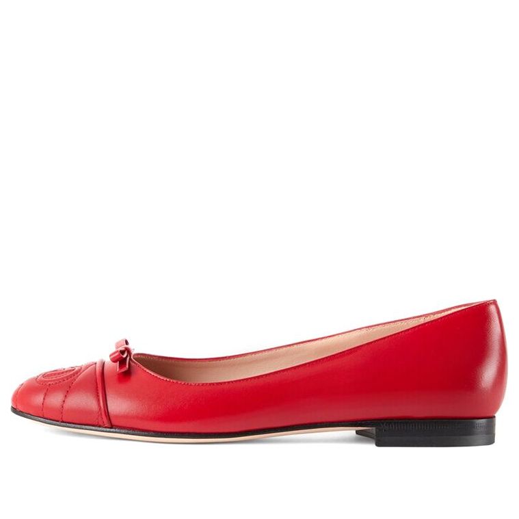 (WMNS) Gucci Ballet Flat With Double G Leather 'Red' 680878-BKO60-6549