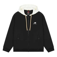 New Balance Logo Full-Zip Hooded Jacket 'Black White' AMJ23362-BK