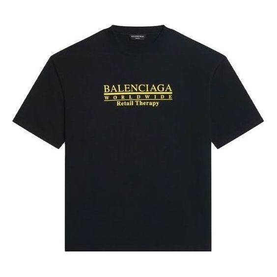Balenciaga Retail Therapy T-Shirt Medium Fit 'Black Yellow' 612966TLVB11361