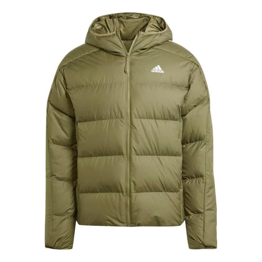 adidas Midweight Down Hooded Jacket 'Olive Green' IK3214
