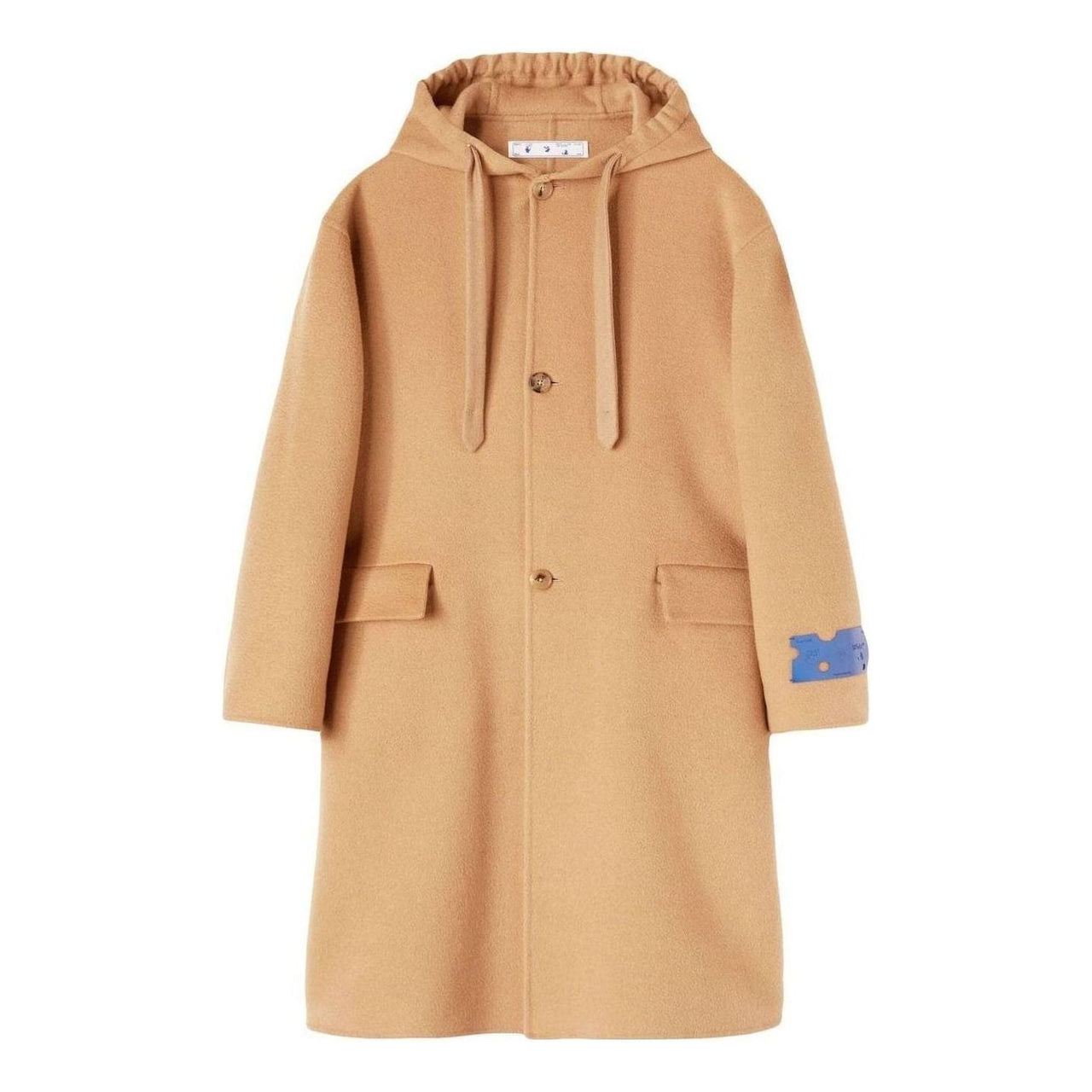 Off-White Cashmere Hooded Midi Coat 'Khaki' OMER072F22FAB0016200