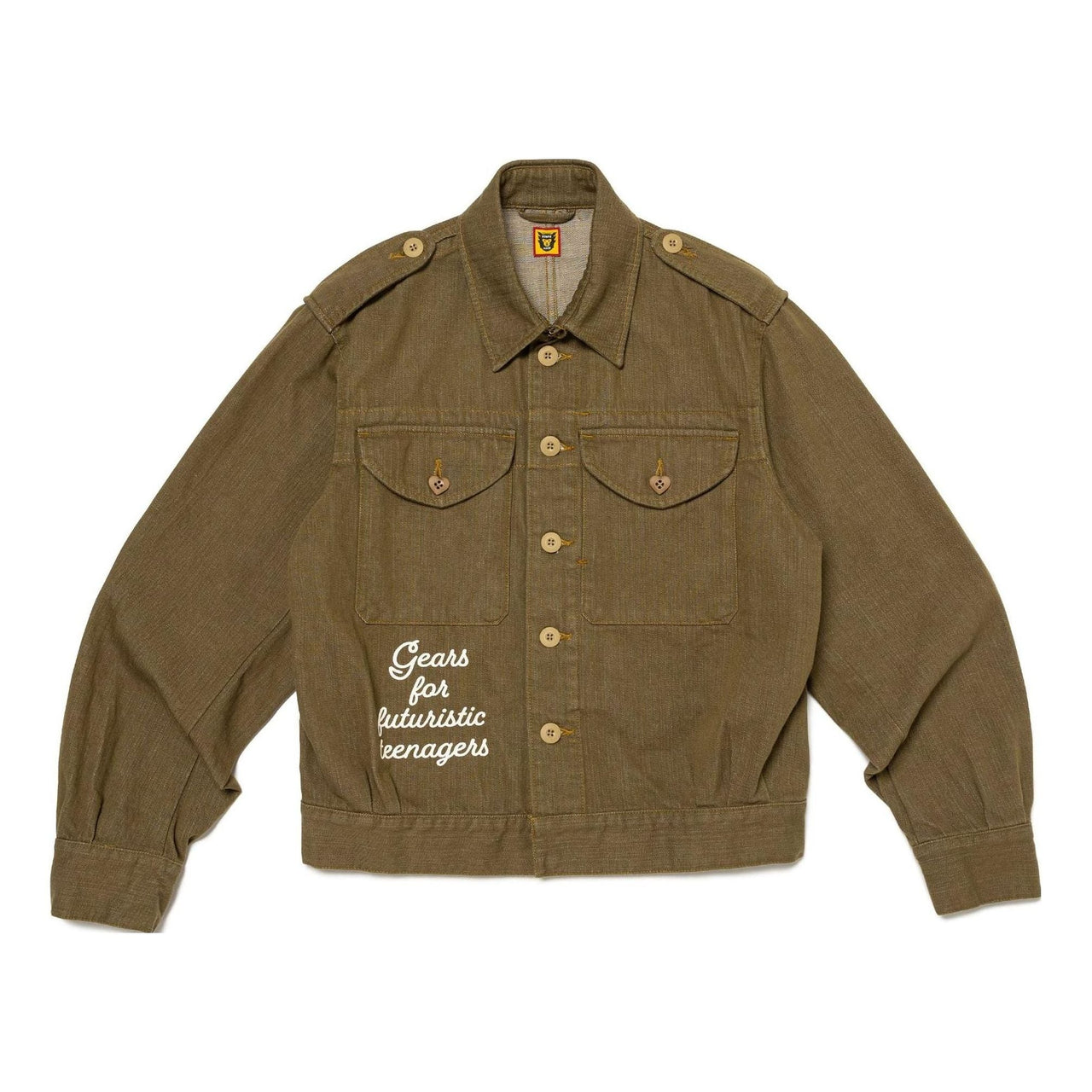 HUMAN MADE Military Denim Jacket 'Olive Drab' HM25JK007