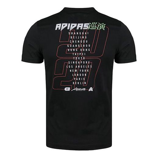 adidas M Gfx T Illu 2 Athleisure Casual Sports Printing Round Neck Short Sleeve Black FT2815