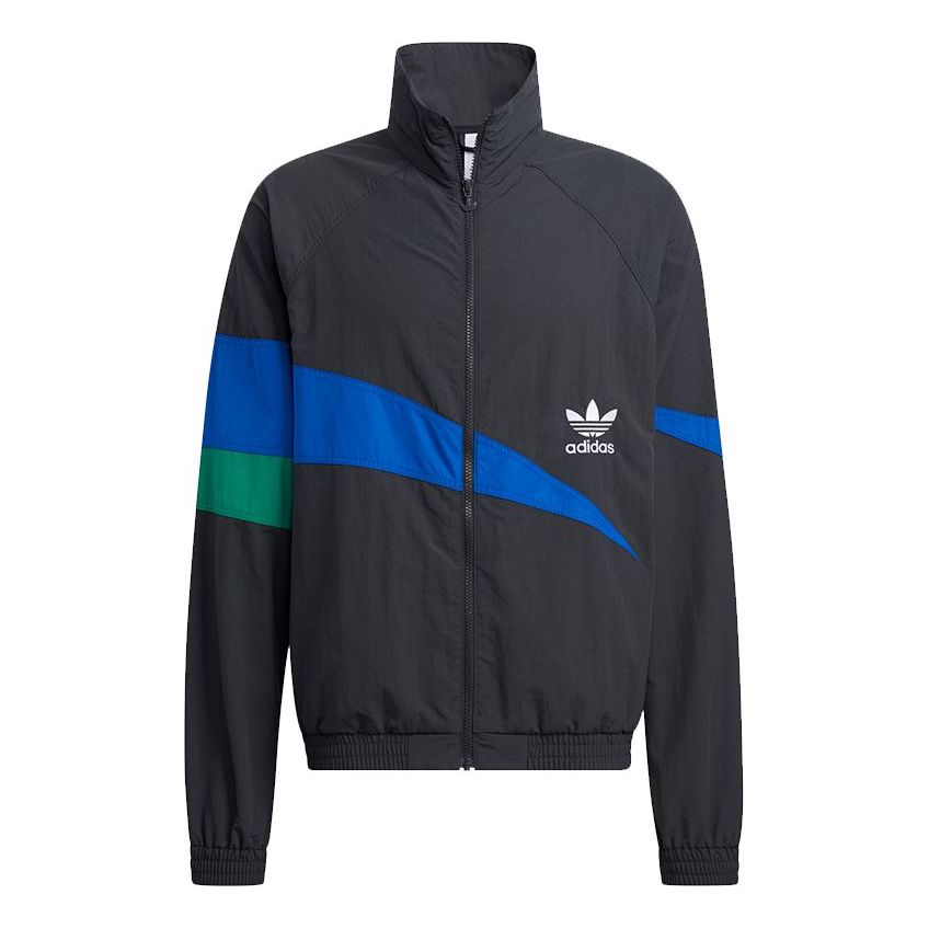 adidas originals Ts Track Top Contrast Color Stitching Pattern logo Sports Jacket Black HF5942