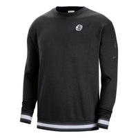 Nike Brooklyn Nets Solid Color Fleece Lined Round Neck Pullover Long Sleeves Hoodie Men's Black DR2280-010