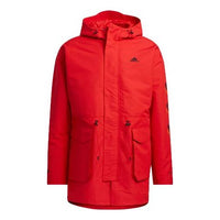 adidas Cny Jkt Top Sports Training Printing hooded Fleece Lined Woven Jacket Red H37918