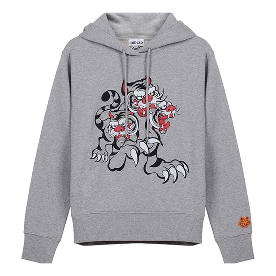 (WMNS) KENZO SS21 Tiger Cartoon Pattern Hoodie Pearl Gray FB52SW8744ML-94