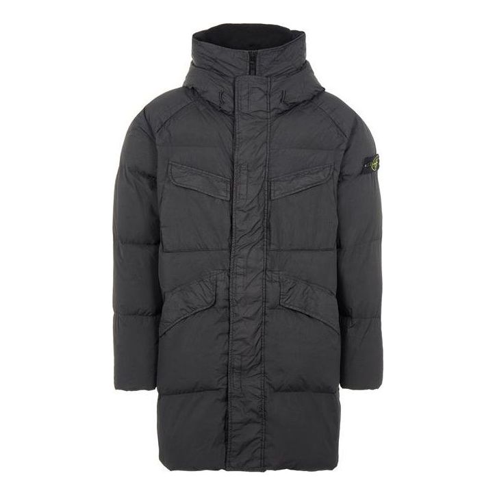 STONE ISLAND Crinkle Reps Long Down Coat 'Black' 771570123-V0029
