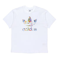 adidas originals Love Unites Tre Casual Breathable Fabric Multi-Color Logo Sport Short Sleeve White HE2519
