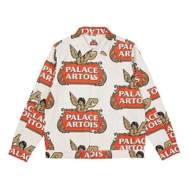 PALACE x Stella Artois Crossover Full Print Pattern Logo Jacket White PAL-SS21-7