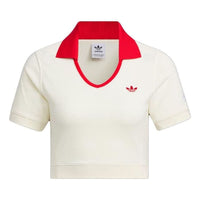 (WMNS) adidas Originals x Notitle Tennis Crop Short Sleeve Polo Shirt 'White Red' IN1082