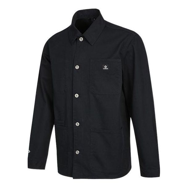 Men's Converse SS22 Cargo Casual Long Sleeves Autumn Black Shirt 10024172-A02
