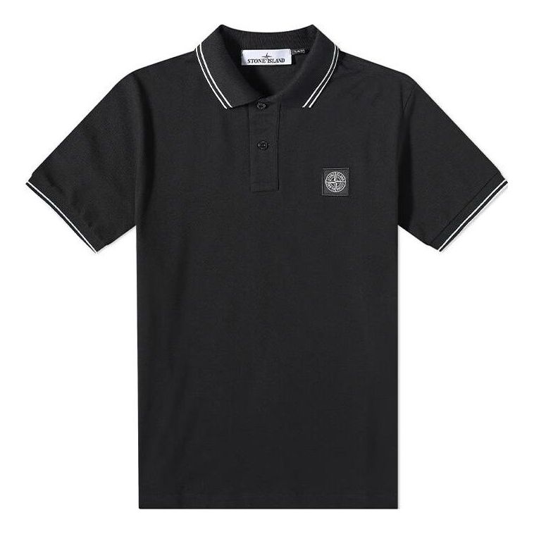 STONE ISLAND Patch Polo Shirt 'Black' 10152SC18-A0029