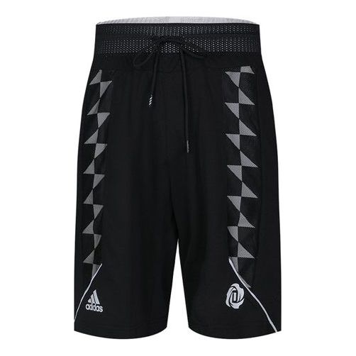 adidas Logo Pattern Printing Basketball Sports Shorts Black DZ0608