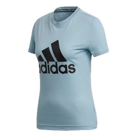 (WMNS) adidas Classic Logo Short Sleeve Blue DY7734